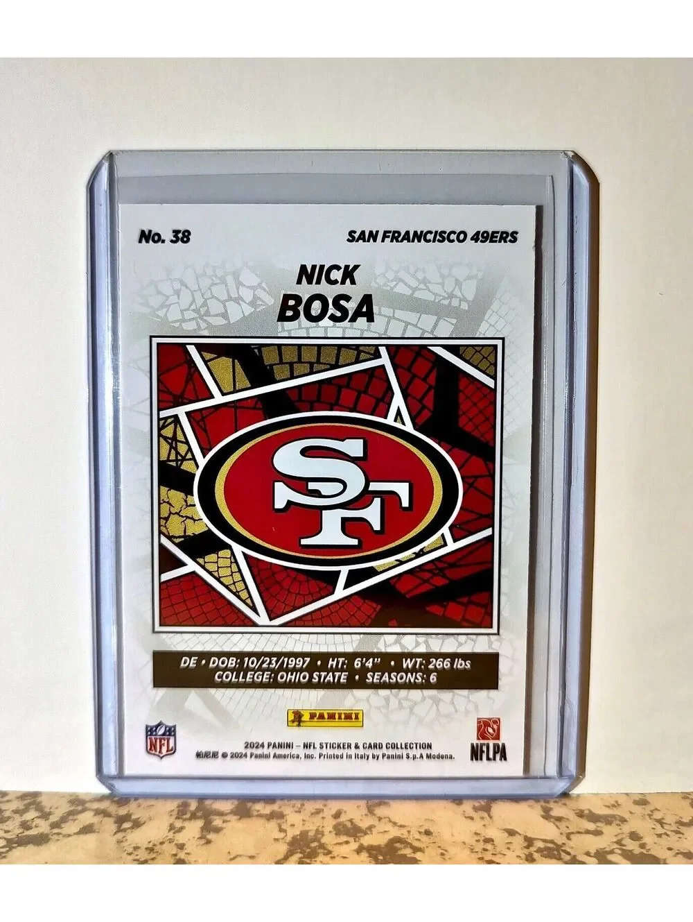 Nick Bosa 2024 Panini NFL #38 Silver Foil Sticker Card San Francisco 49ers